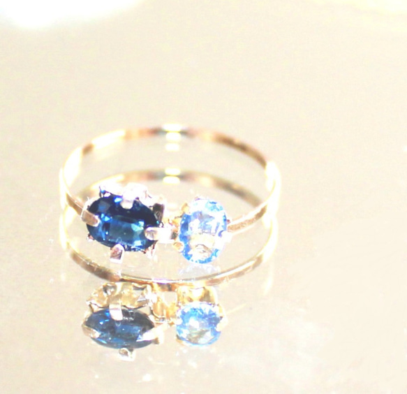 -k18- Ceylon Blue Sapphire & Blue Sapphire & Ring 1枚目の画像