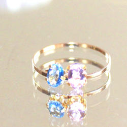 -k18- Ceylon Blue Sapphire & Amethyst & Ring 1枚目の画像