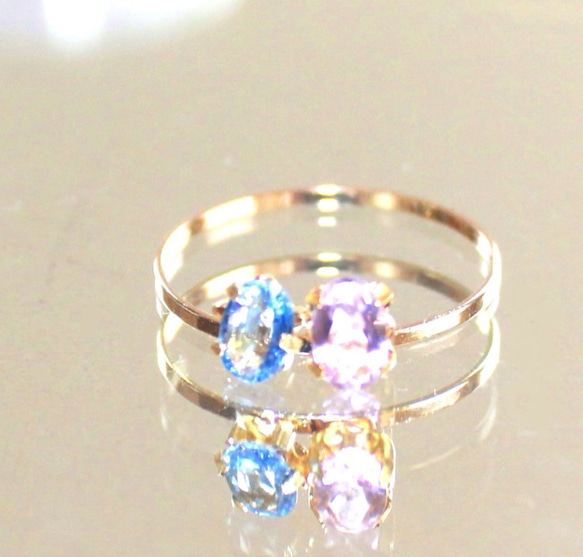 -k10- Ceylon Blue Sapphire & Amethyst & Ring 1枚目の画像