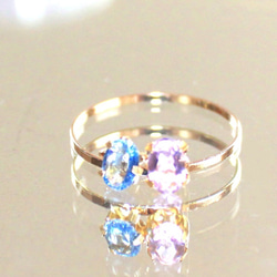 -k18gp- Ceylon Blue Sapphire & Amethyst & Ring 2枚目の画像