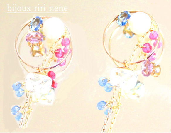 Sapphire & Peal & Color Stones Pierce 2枚目の画像