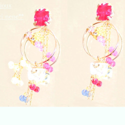 Ruby & Peal & Color Sapphire Stones Pierce 2枚目の画像