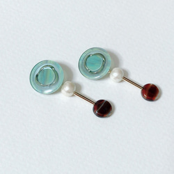 Green design button and pearl pierce 3枚目の画像