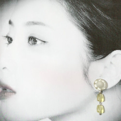 Transparent gray flower buttons and john kill earrings 4枚目の画像