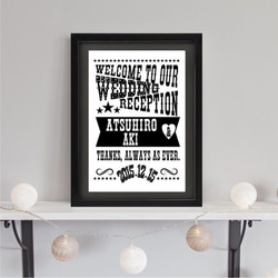 結婚式や入籍のお祝いに！モノトーンなブライダル・ウェディングウェルカムボード#WESTERN(A3) 1枚目の画像