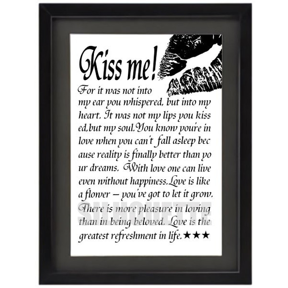 引越祝いや新居の記念に!モノトーンポスター・インテリアポスター・アートポスター#KISS ME!!(A4) 3枚目の画像