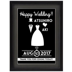 結婚式や入籍のお祝いに！モノトーンなブライダル・ウェディングウェルカムボード#TUXEDO&DRESS2(A3) 2枚目の画像