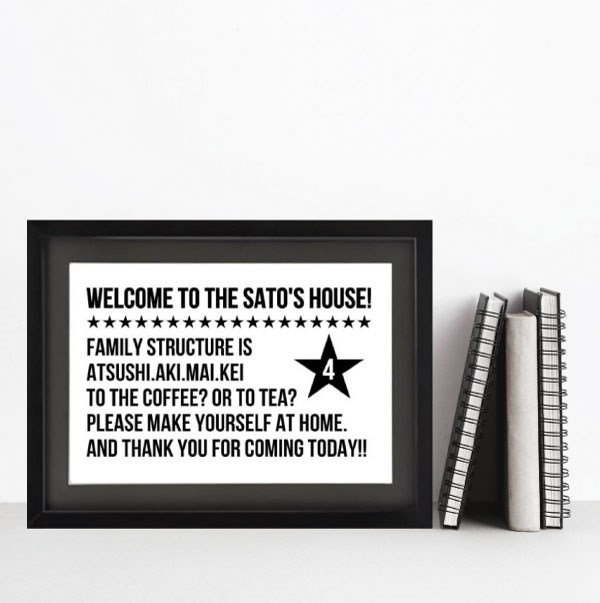 引越し祝いや結婚のお祝いに！お名前入りモノトーンポスター・ファミリーポスター#STAR(A3)