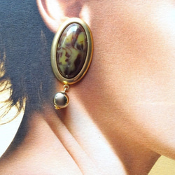 復古棕色焦糖不對稱耳環/耳環 第5張的照片
