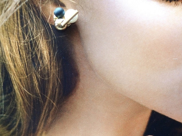 （Re）復古單調條紋Ashime耳環/耳環 第3張的照片