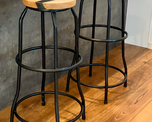 ハイスツール アイアン家具 アート レジン 椅子（チェアー）・スツール