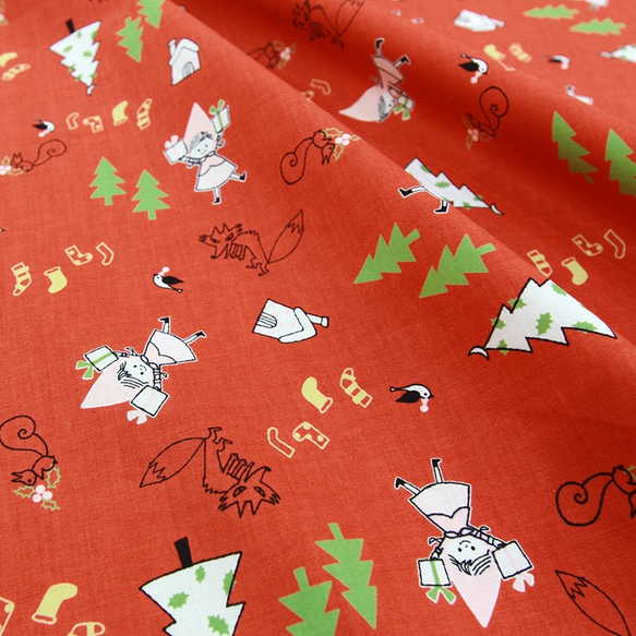Shinzi Katohのクリスマス生地[赤ずきん_赤色] 1枚目の画像