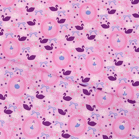 Shinzi Katohのオックス生地[Ballerina swan_パープル] 1枚目の画像