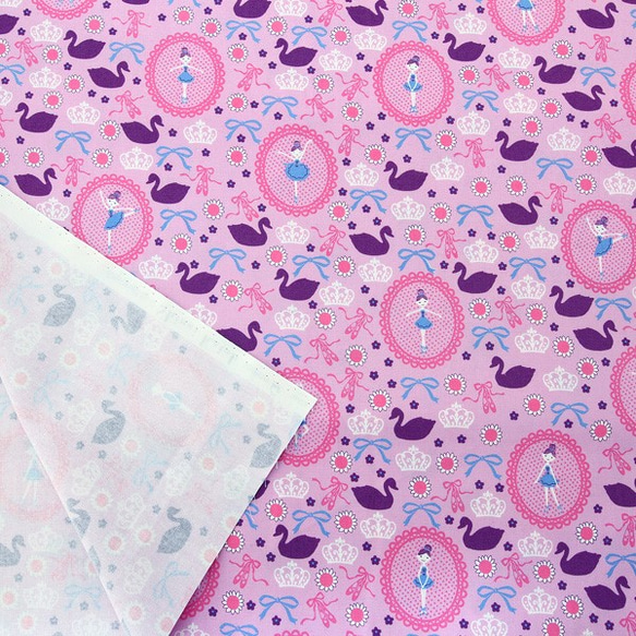 Shinzi Katohのオックス生地[Ballerina swan_パープル] 2枚目の画像