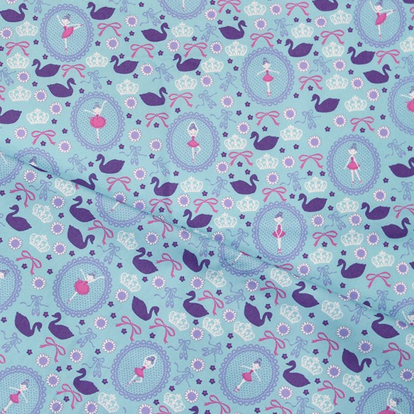 Shinzi Katohのオックス生地[Ballerina swan_ブルー] 1枚目の画像