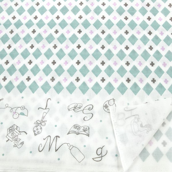 Shinzi Katoh　ダブルガーゼ生地[Toys_グリーン] 3枚目の画像
