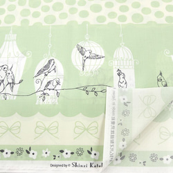 Shinzi Katoh　シャーティング生地[Bird_グリーン] 3枚目の画像