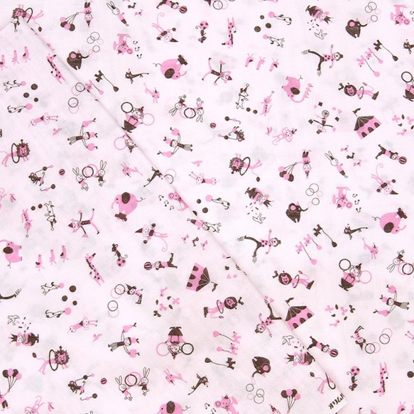 Shinzi Katoh　ダブルガーゼ生地[Circus_ピンク] 1枚目の画像