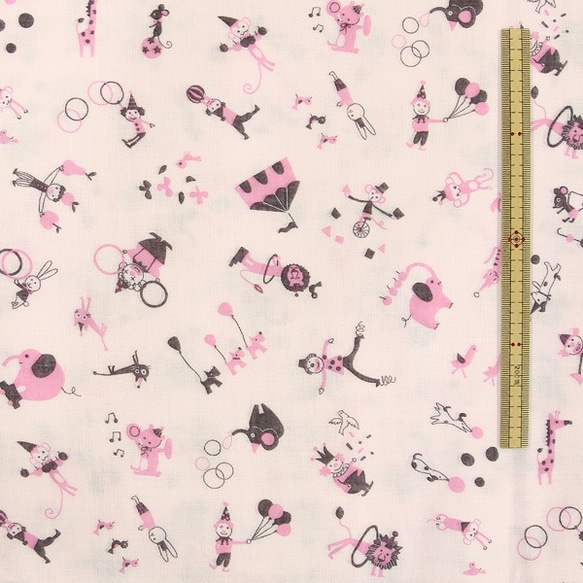 Shinzi Katoh　ダブルガーゼ生地[Circus_ピンク] 3枚目の画像