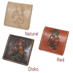 牛皮硬幣盒 Kokopelli 皮革工藝雕刻 第2張的照片