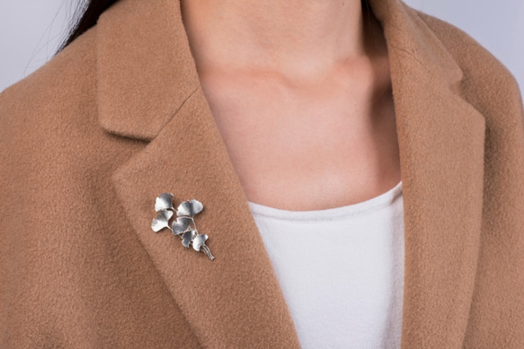 。植被之上。NO.05-7 群葉 銀杏葉 項鍊/別針/925銀 第3張的照片