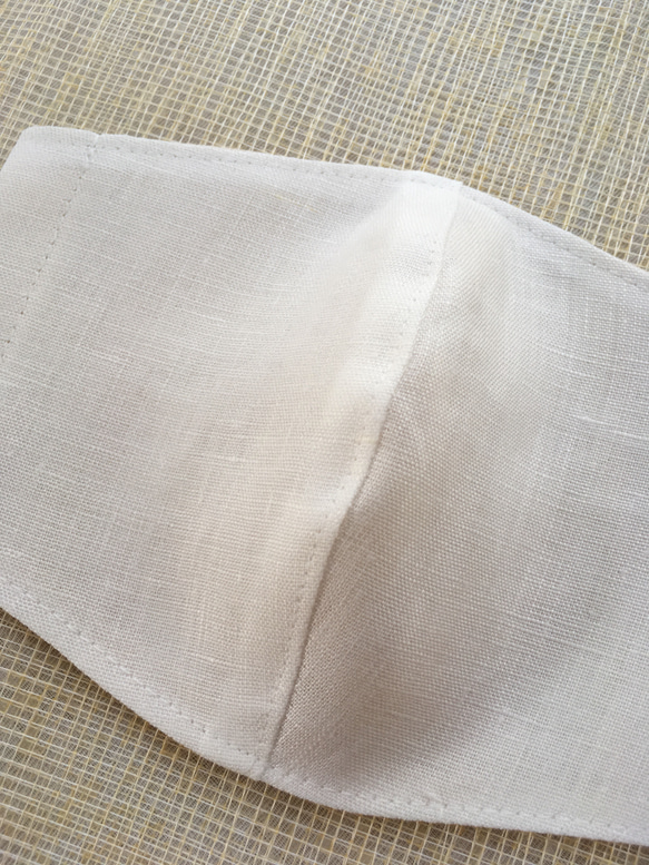 上質リネン＆国産ガーゼの立体マスク➀白【XLサイズ】 4枚目の画像