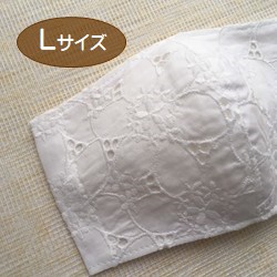 ★新柄★レース＆国産ガーゼの立体マスク【女性用Lサイズ】㉓フラワーリース 1枚目の画像