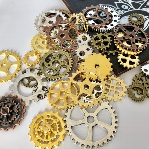 レンガ調タイル(ギア 歯車 時計)デコパージュ スチームパンク 男前雑貨