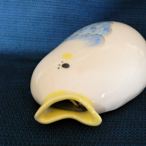 青銅製　和雲　花瓶　花びん　鳥 京焼 「幸せの青い鳥」 小鳥の壁掛け花入れ 一輪挿し・花瓶・花器 ちゃ