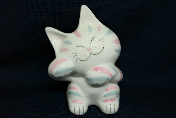 京焼　「福招き猫」　福を呼ぶ縁起物　　 1枚目の画像
