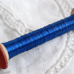 アンテイーク 木製スプール シルク糸 青 4枚目の画像