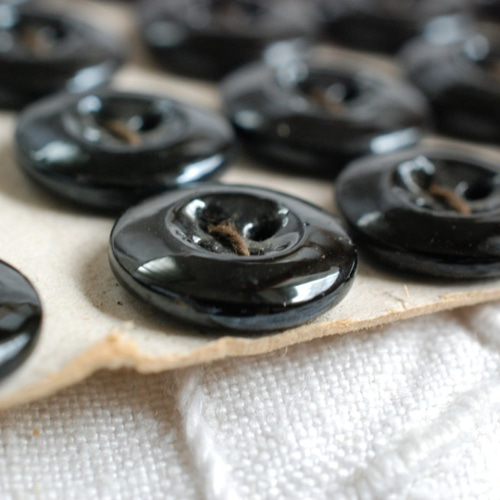 アンティークボタン 6つ ガラスボタン 1㎝ 黒. ボタン アンティーク  
