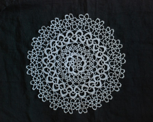 アンティーク タティングレース レアなレクタングル型ドイリー 格子の西洋小菊✾ アンティーク タティングレース レアなレクタングル型ドイリー