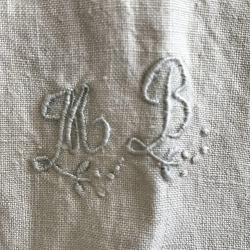 アンティークリネン モノグラム刺繍 ワンピース 大人用F) フランス