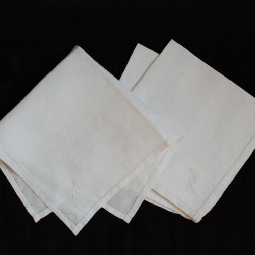 アンティークリネン モノグラム刺繍JG 生地 アンティークメルスリー