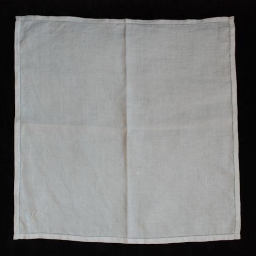 アンティークリネン モノグラム刺繍JG 生地 アンティークメルスリー