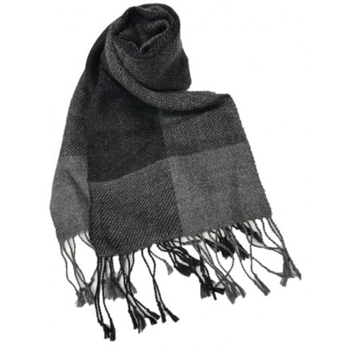 ベビーアルパカ100% マフラー 黒xグレー マフラー PaSiTos 通販