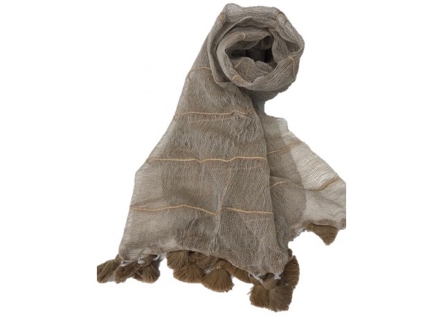 透け感が素敵なベビーアルパカ100%ストール ブラウン　送料無料