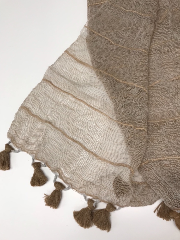 透け感が素敵なベビーアルパカ100%ストール ブラウン　送料無料