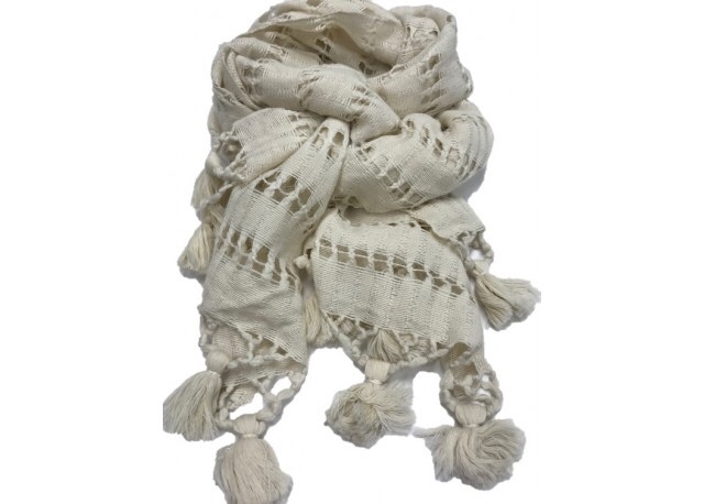 ボリューム感を楽しむ ベビーアルパカ100%ストール オフホワイト　送料無料 9,855円