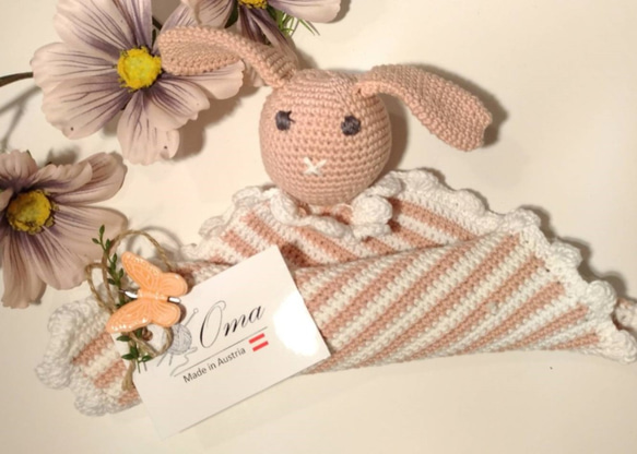 手織 ~小兔兔安撫手巾/口手巾~    *Oma歐嬤手工訂製毛線* Made in Austria 第2張的照片