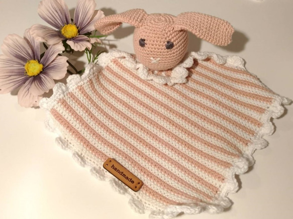 手織り〜小さなウサギのなだめるタオル/タオル〜*大間ヨーロッパのポートミリアンペア手作りのカスタムウール*オーストリア製 3枚目の画像