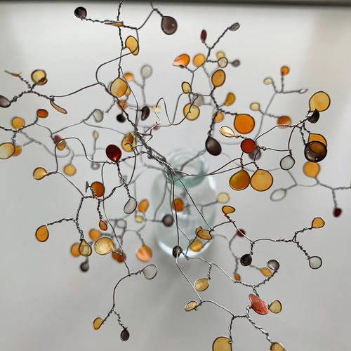 ワイヤークラフト・ワイヤーアート☆木の上オリジナルフラワー＆ハチ