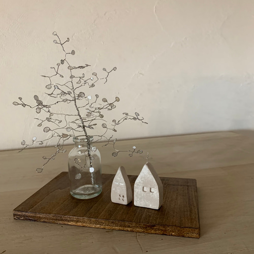 ワイヤークラフト 木の枝 ✳︎ホワイトver✳︎ & 白い教会 アート