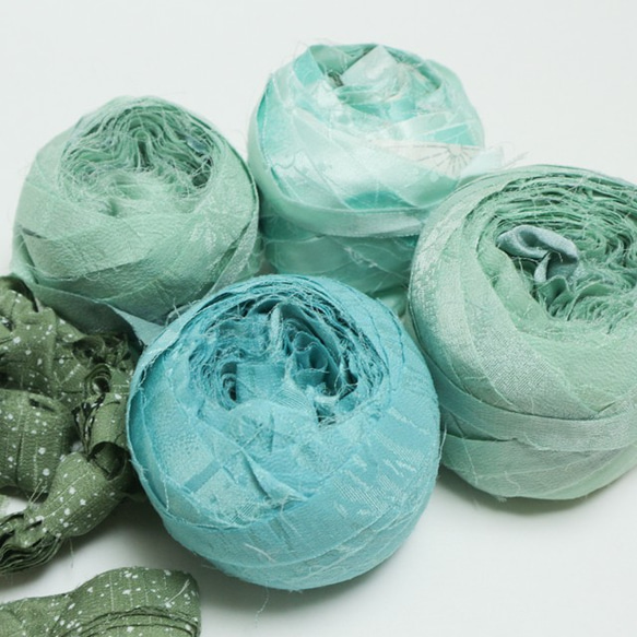 キモノヤーン　絹　200g　ターコイズ・グリーンMIX03 2枚目の画像