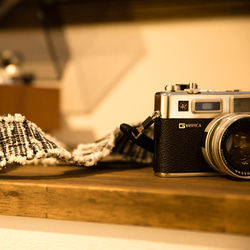 受注生産【裂き織】カメラストラップ　デニム　Lot.301 グレー　手織り 5枚目の画像