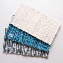 【裂き織】ティーマット　デニムグレー　手織り 4枚目の画像