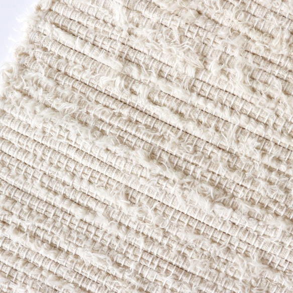 【裂き織】コーヒーマット　デニムホワイト　手織り 4枚目の画像