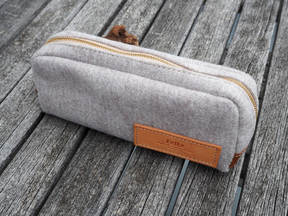 再生フェルト×国産本革 ペンケース/ポーチ FelLe(フェルレ)・Rectangle