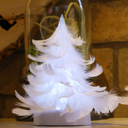 【光る羽ツリー】てのひらサイズ LEDライト付き feather tree light 2枚目の画像